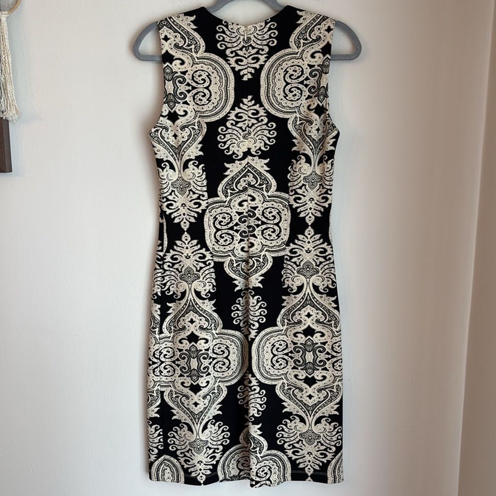 J. McLaughlin Women Elegant Black and Cream Patterned Dress Catalina cloth small - Picture 10 of 11